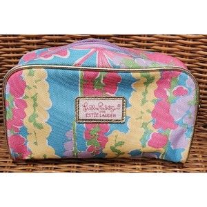 DESIGNER LILLY PULITZER ESTEE LAUDER SMALL‎ COSMETICS BAG ZIPPERED BRIGHT FLORAL